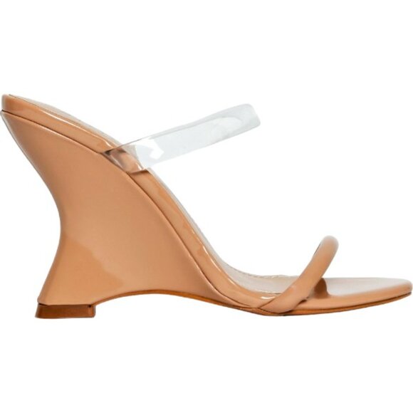 Simmi London Tina Clear Nude Patent Strappy‎ Wedge Sandals NWOB - Picture 1 of 13